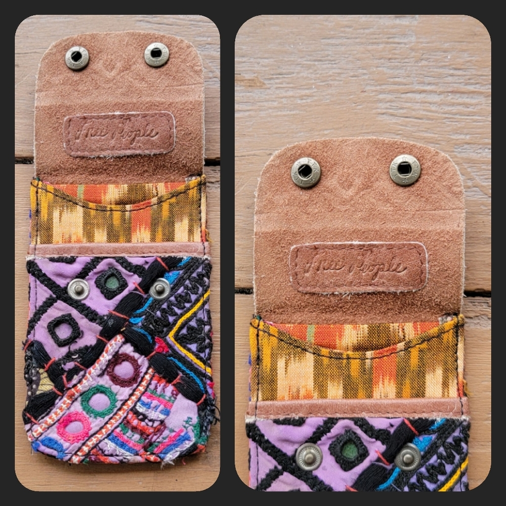 🌋👽 Free People Boho Embroidered Repurposed vtg banjara hippie Wallet card case - Picture 3 of 16